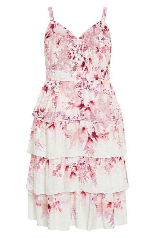 Shop City Chic Isabella Floral Belted Tiered Dress In Sweet Brd