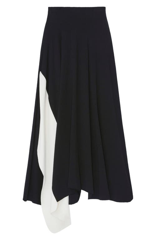 Shop Lafayette 148 New York Sunburst Rib Colorblock Midi Skirt In Black/cloud