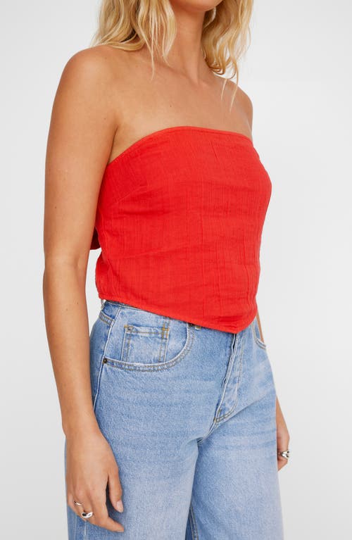 Shop Nasty Gal Casual Triangle Hem Tie Back Strapless Top In Red