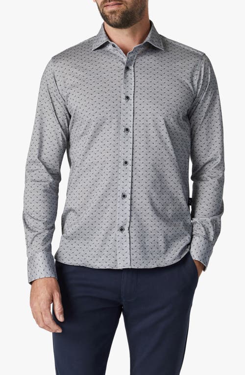 34 Heritage Leaf Pattern Jersey Button-Up Shirt Grey Melange at Nordstrom,