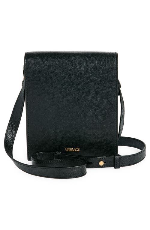 Versace Medusa '95 Leather North/south Messenger Bag In Black  Gold