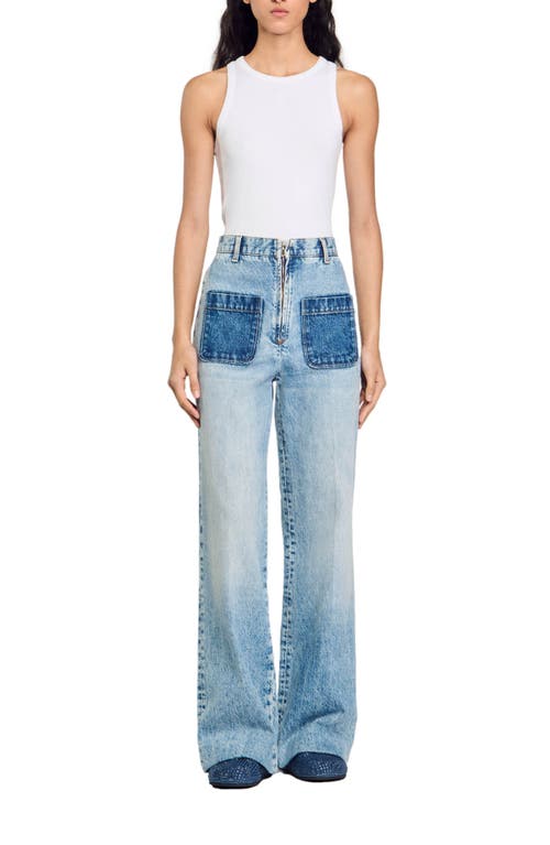 Shop Sandro High-rise Jeans In Light Bu Jean