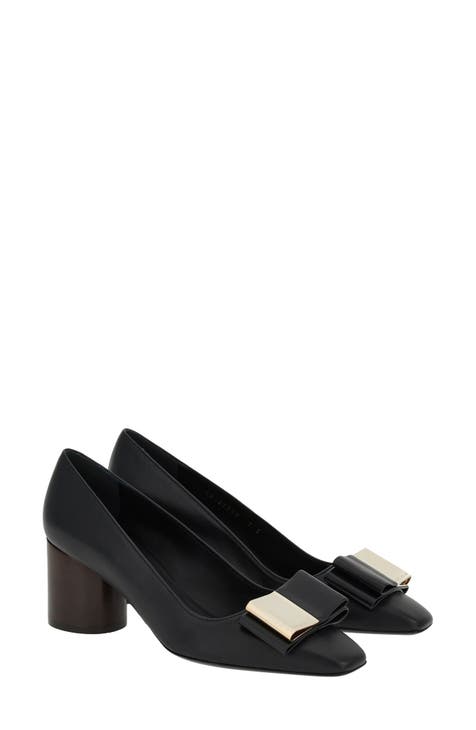 Salvatore Ferragamo Ladies Black Farrah Mirrored Heel Pump Shoes, Size 6.5  01C928 751098 - Shoes - Jomashop