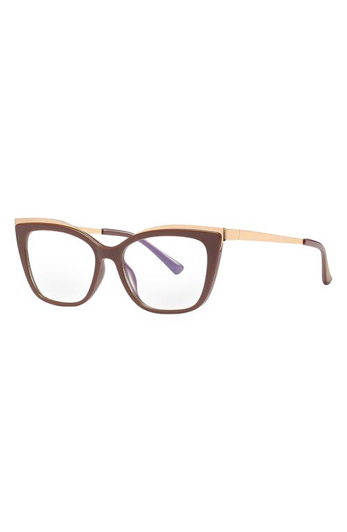Fifth & Ninth Jami 53mm Cat Eye Blue Light Blocking Glasses In Brown
