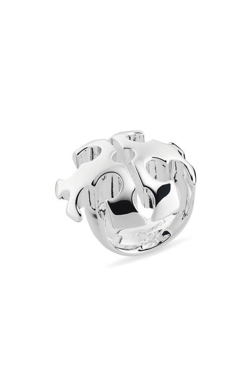 Domed Logo Ring in Light Silver