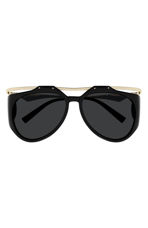 Shop Saint Laurent 55mm Irregular Sunglasses In Black