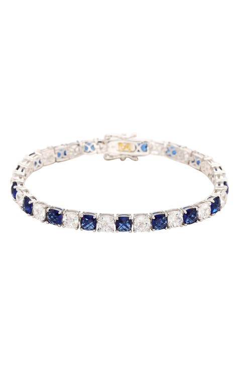Sapphire & Lab Created White Sapphire Tennis Bracelet