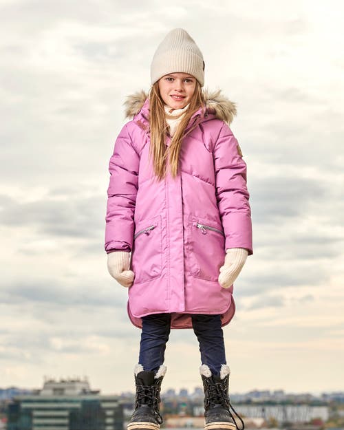 Shop Deux Par Deux Girl's Puffy Long Coat Vintage Purple In Pink