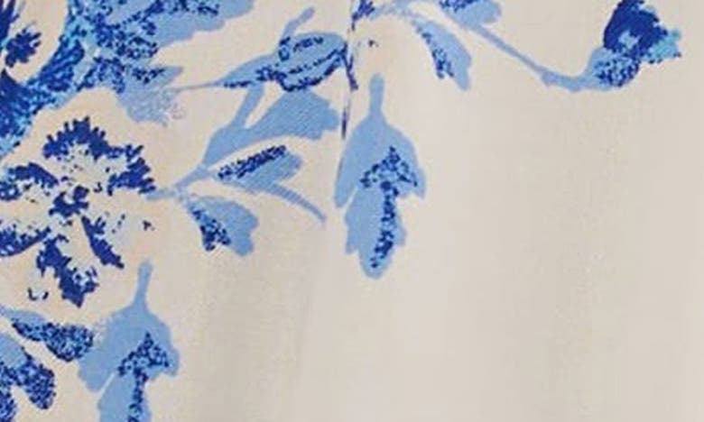 Shop Free People Francesca Floral Print Long Sleeve Minidress In White/ Tonal Blue Combo