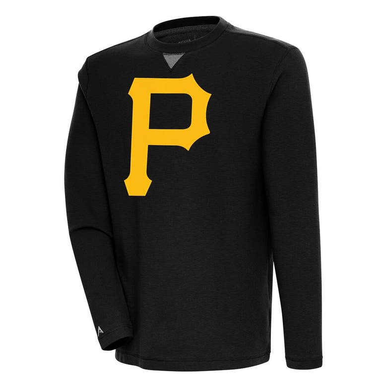 Shop Antigua Black Pittsburgh Pirates Flier Bunker Pullover Sweatshirt