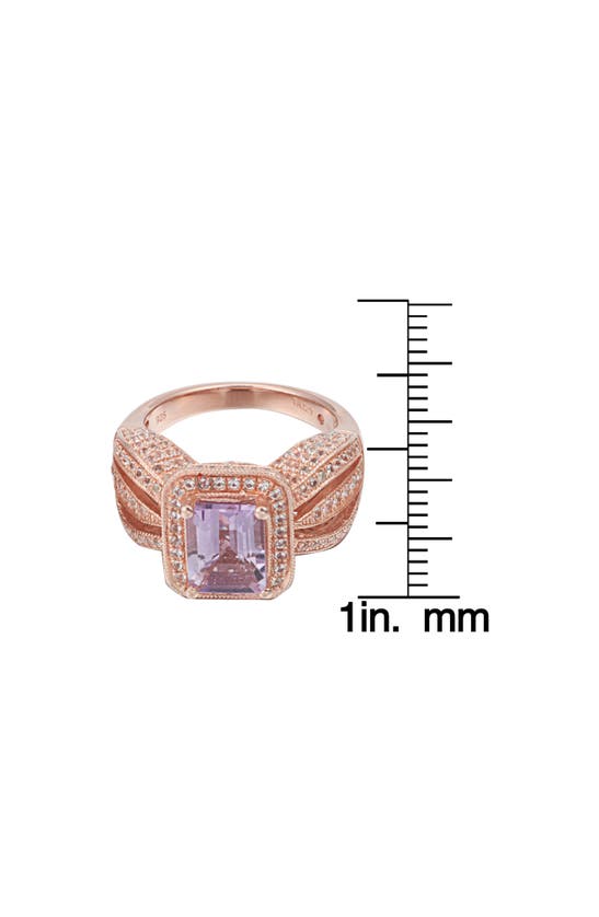 Shop Suzy Levian Emerald Cut Amethyst & White Topaz Halo Ring In Pink