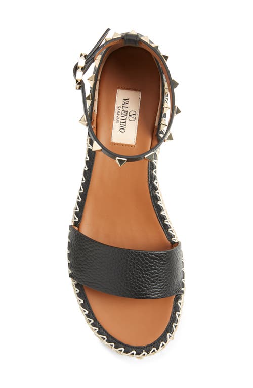 Shop Valentino Garavani Rockstud Espadrille Platform Wedge Sandal In Nero/light Cuir