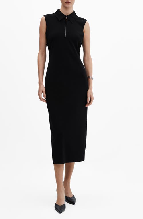 Mango Mazip Collared Sheath Dress In Black