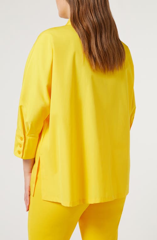 Shop Marina Rinaldi Arizona Cotton Button-up Shirt In Bright Yellow