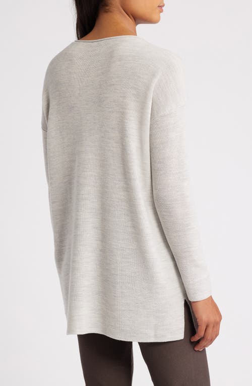 Shop Eileen Fisher Bateau Long Sleeve Merino Wool Tunic Top In Sea Salt