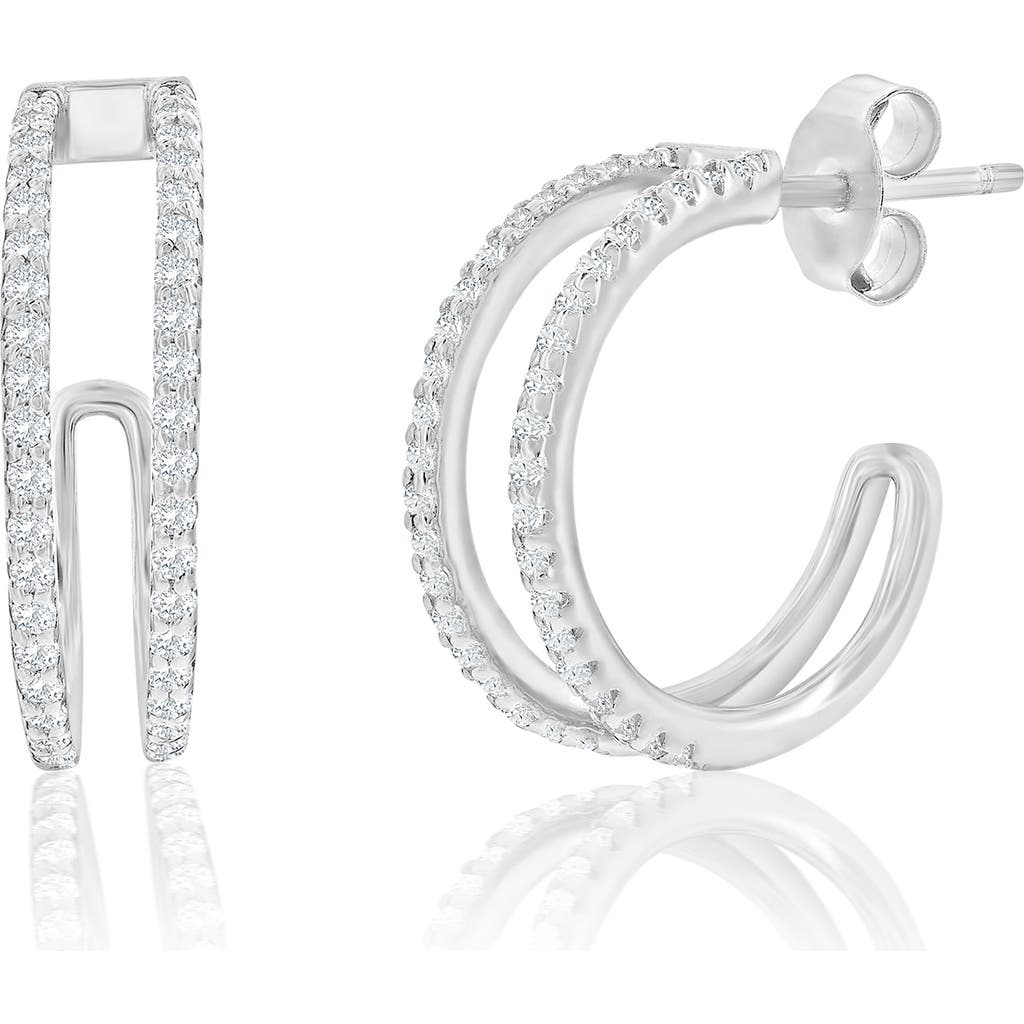 Simona Cubic Zirconia Double Hoop Earrings In Silver