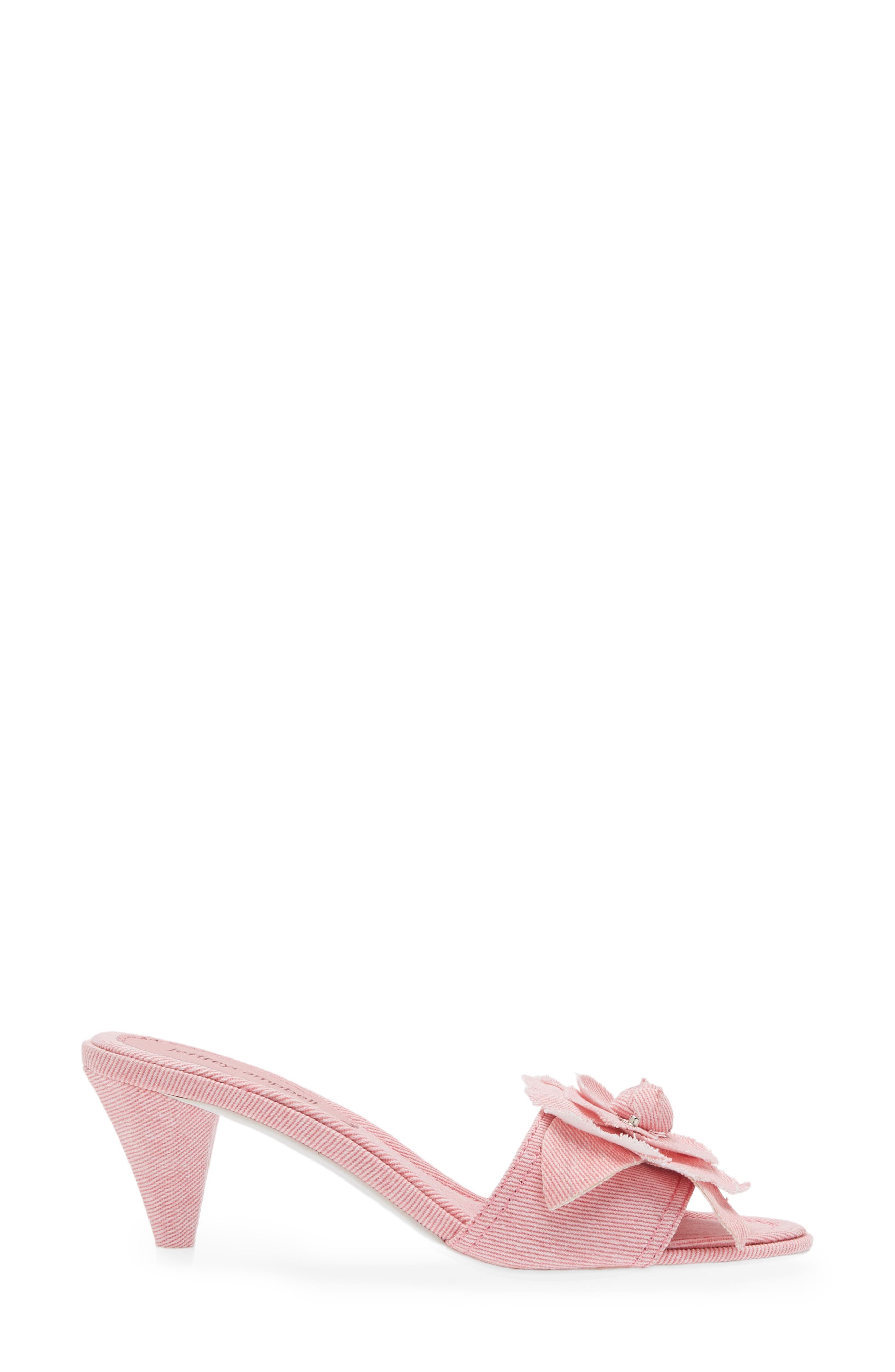 Jeffrey Campbell Bow Slide Sandal In Pink Denim