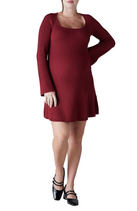 3/4 Sleeve Ribbed Maternity Dress - Isabel Maternity by Ingrid & Isabel  Green M - Miazone