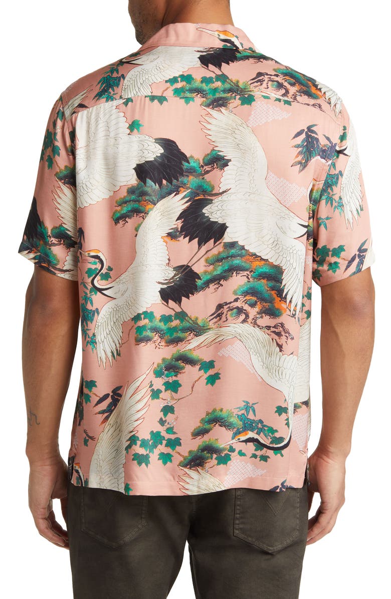 AllSaints Craned Short Sleeve Button-Up Camp Shirt, Alternate, color, 