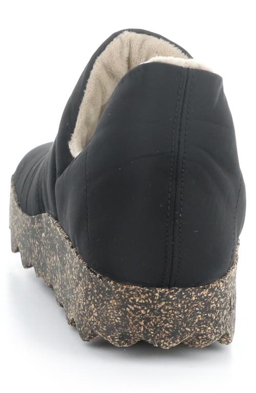 Fly London Crus Faux Fur Lined Slip-on Sneaker In Black Nylon
