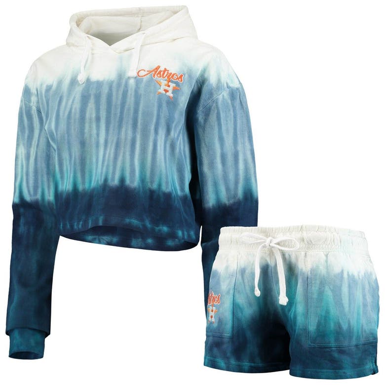 FOCO Women's Navy Houston Astros Dip-Dye Hoodie T-Shirt and Pants Sleep Set