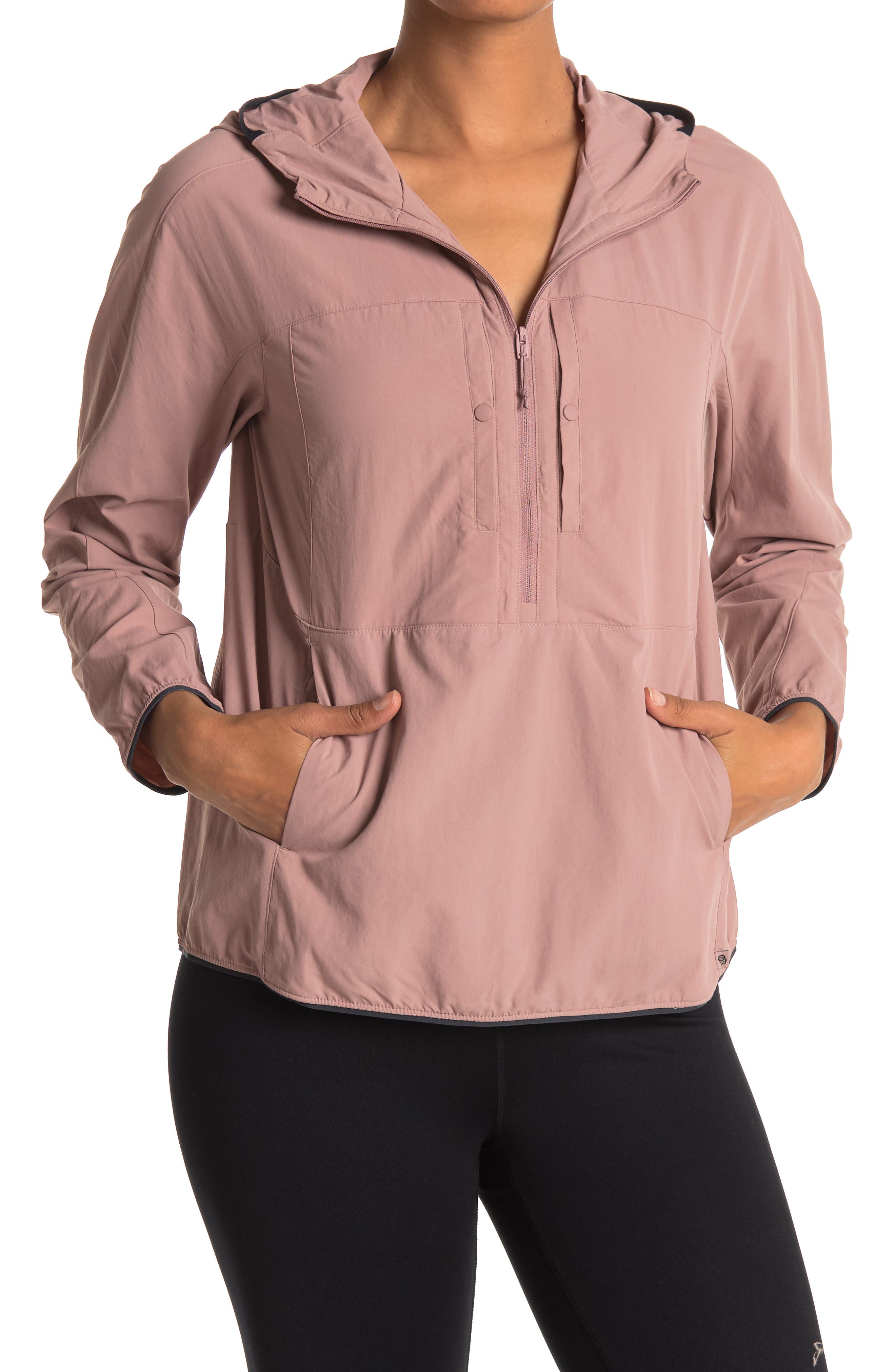 Mountain Hardwear Echo Lake Half Zip Hooded Jacket In Smoky Quartz