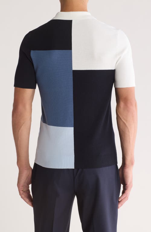 Shop Reiss Delta Colorblock Half Zip Polo Sweater In Blue Multi