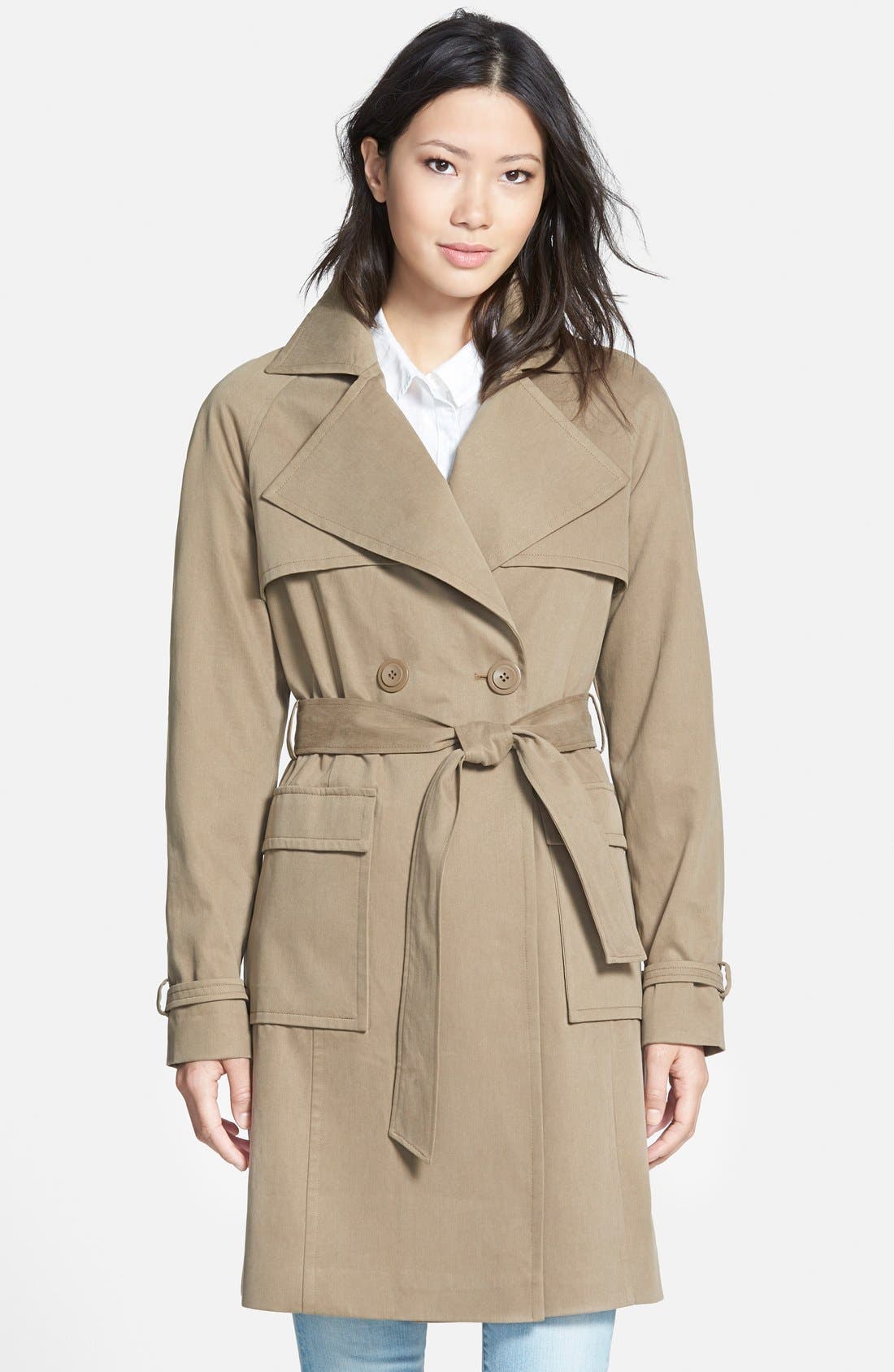 Kristen Blake Belted Cotton & Tencel® Trench Coat Nordstrom