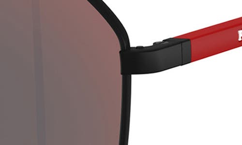 Prada Linea Rossa 57mm Rectangular Sunglasses In Rubber Black