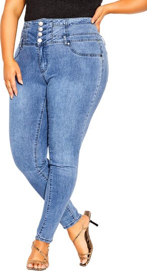 City Chic Harley Corset High Waist Skinny Jeans | Nordstrom
