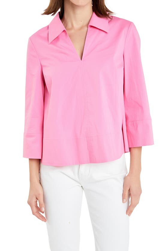 Shop English Factory Johnny Collar A-line Shirt In Pink