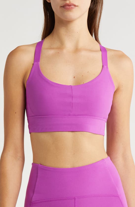 Shop Beyond Yoga Powerbeyond Strive Longline Sports Bra In Violet Berry