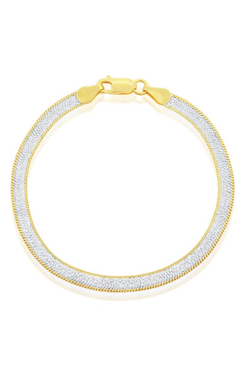 Shop Simona Two-tone Sterling Silver Herringbone Chain Bracelet In Silver/gold