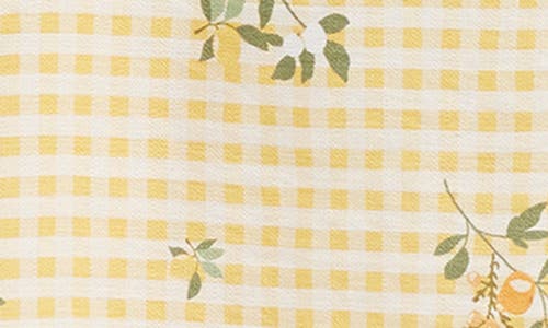 Shop Bcbgeneration Print Puff Sleeve Minidress In Lemon Gingham Print