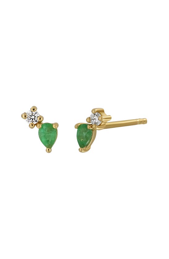 Bony Levy 18k Gold El Mar Diamond & Gemstone Stud Earrings In 18kyg - Diamond Emerald