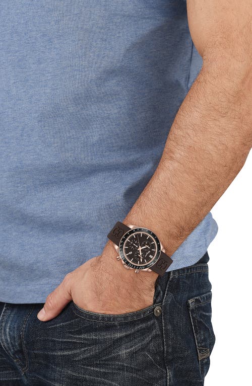 Ferragamo Silicone Strap Chronograph Watch, 43mm In Ip Rose Gold