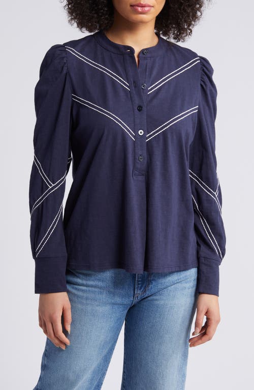 NIC+ZOE Dashing Around Slub Cotton Top Indigo Multi at Nordstrom,