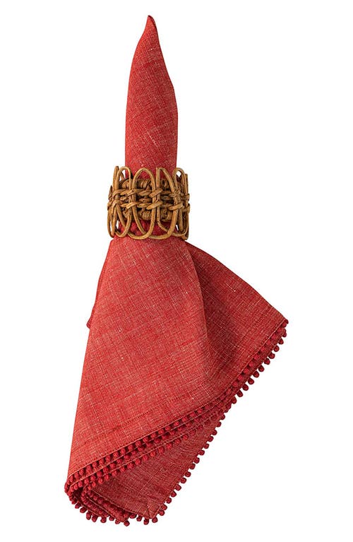 Shop Juliska Berry Trim Set Of 4 Cotton & Linen Napkins In Red