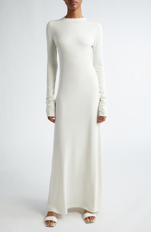 Shop Totême Toteme Long Sleeve Jersey Maxi Dress In Meringue