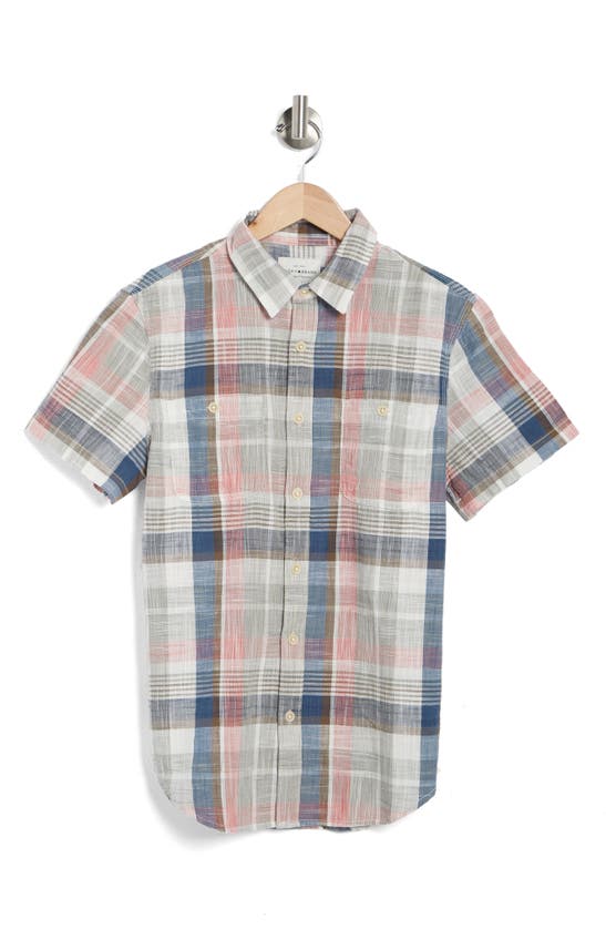 Lucky Brand Mason Short Sleeve Workwear Button-up Shirt In Black Multi