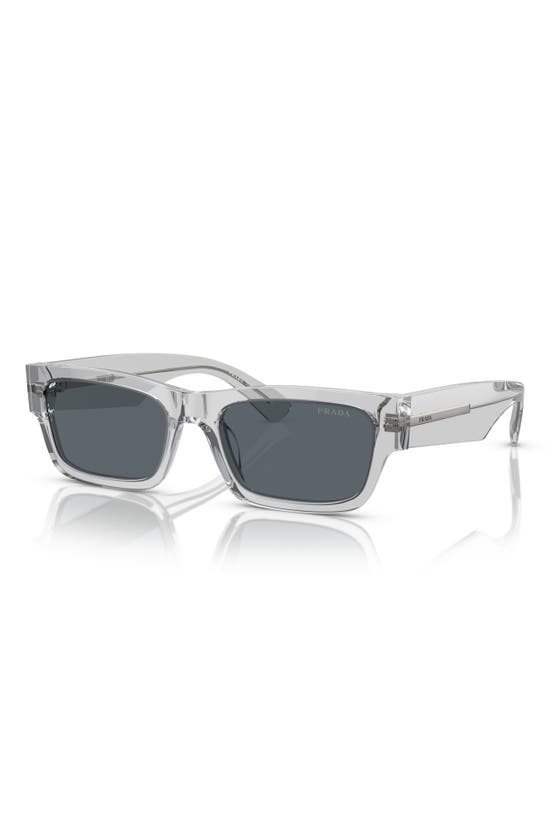 Shop Prada 56mm Rectangular Polarized Sunglasses In Shiny Gunmetal