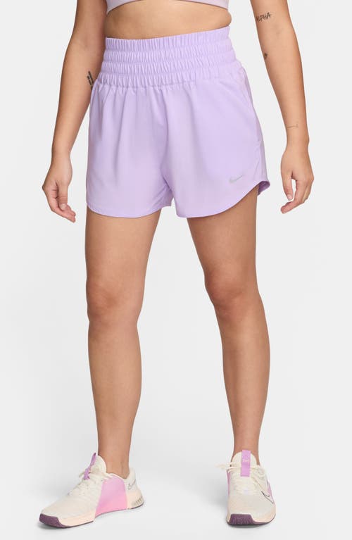 Shop Nike Dri-fit Ultrahigh Waist 3-inch Brief Lined Shorts In Lilac Bloom/reflective Silv