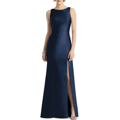 Alfred Sung Bateau Neck Mermaid Gown, Blue