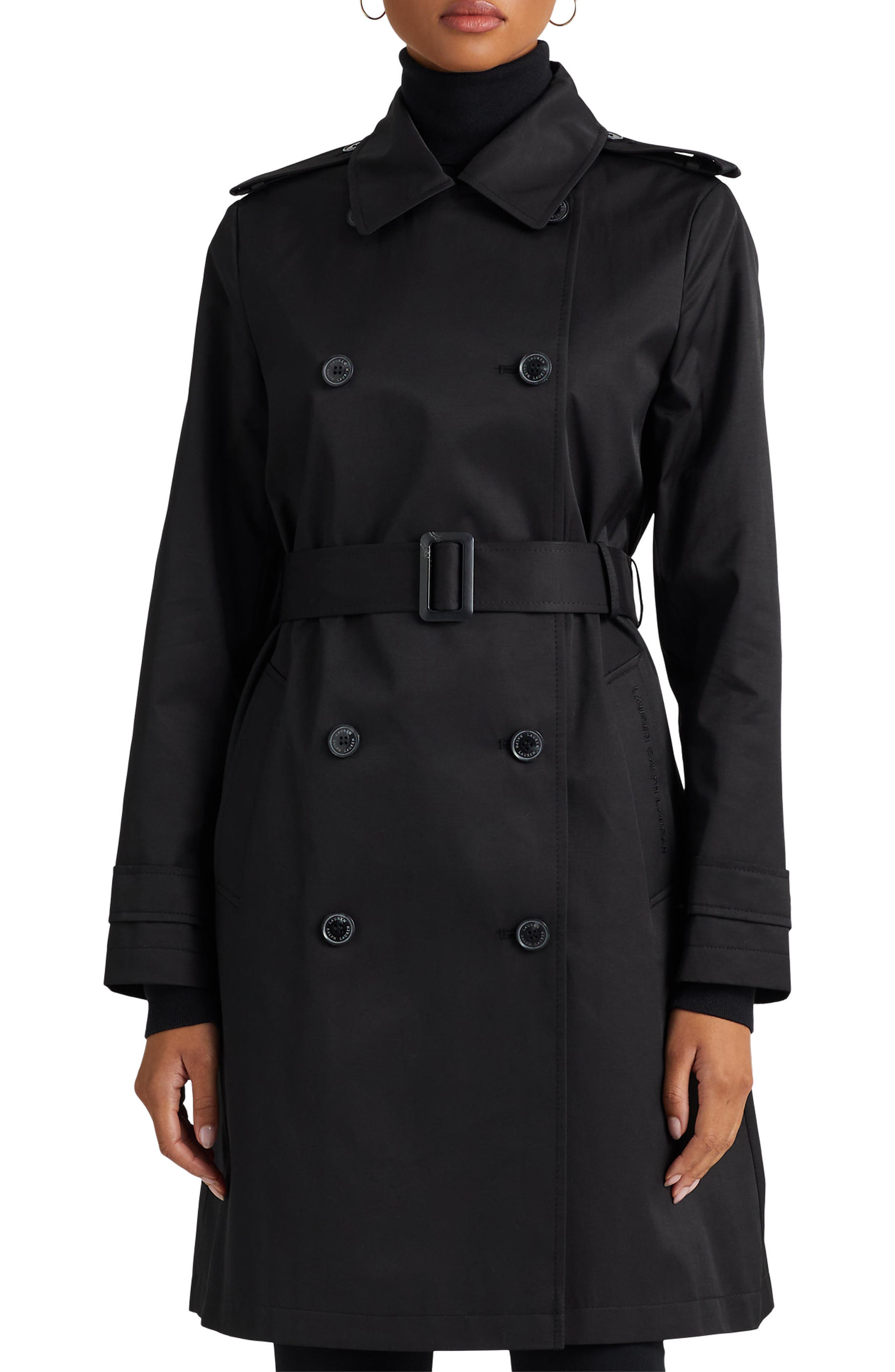 womens black trench coat with belt