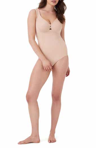 Fesfesfes Woman's Solid Color Bodysuit Chest Cushion Shapewear Jumpsuit  Comfortable Out Bra Underwear body Shaper Gifts for Her Sale 
