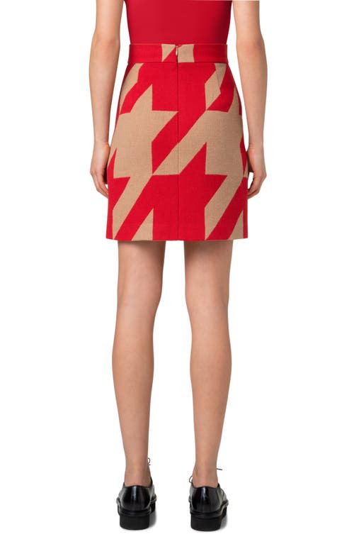 Shop Akris Punto Houndstooth Skirt In Lipstick-caramel