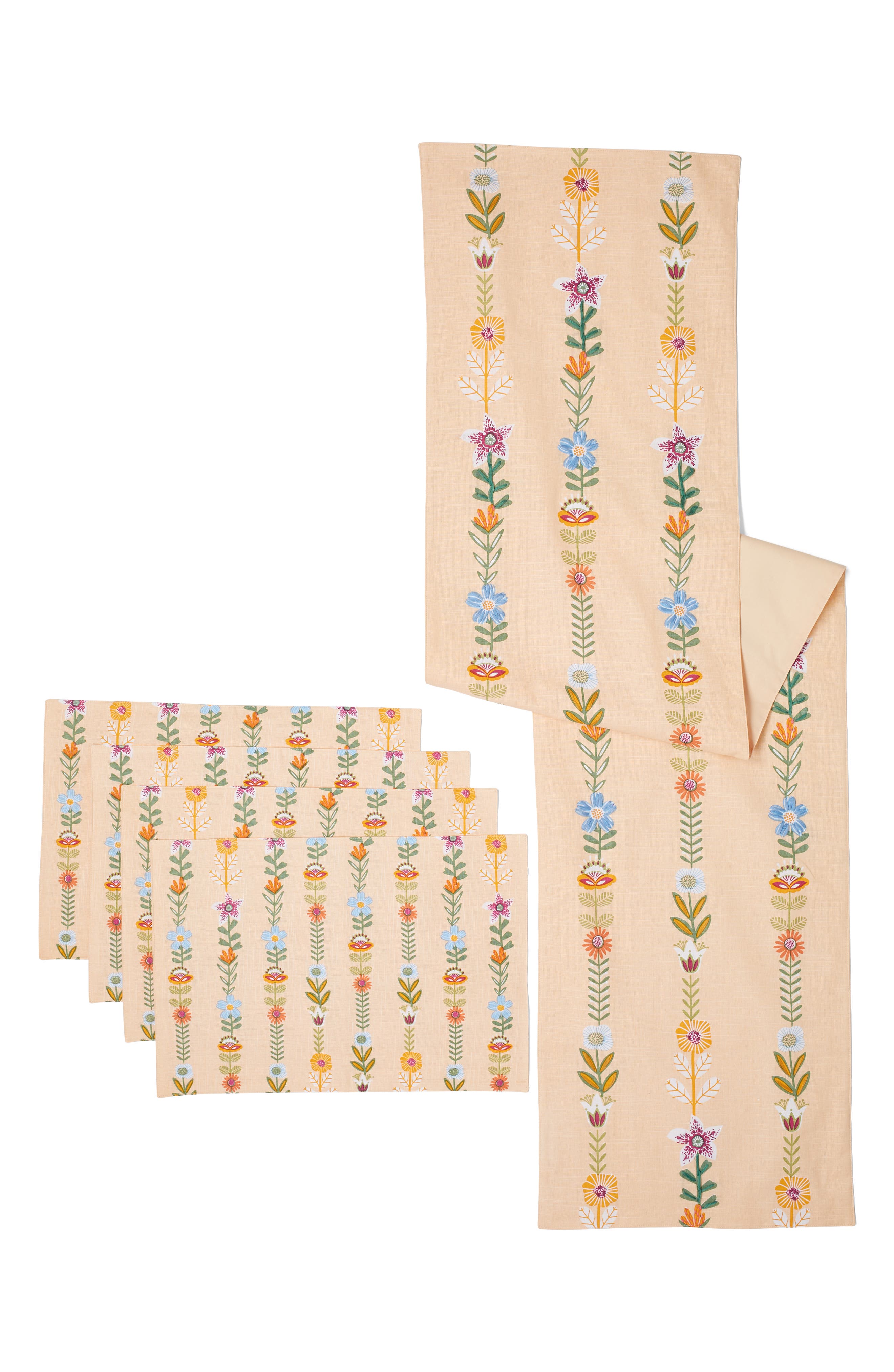 ENVOGUE Graphic Folk Leaves Table Runner & Placemat Set Nordstromrack