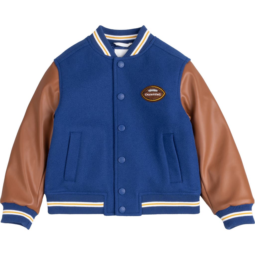 MILES THE LABEL MILES THE LABEL KIDS' VARSITY COLORBLOCK SNAP-UP JACKET