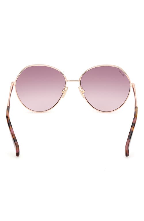 Shop Max Mara Menton 57mm Round Sunglasses In Shiny Rose Gold/gradient