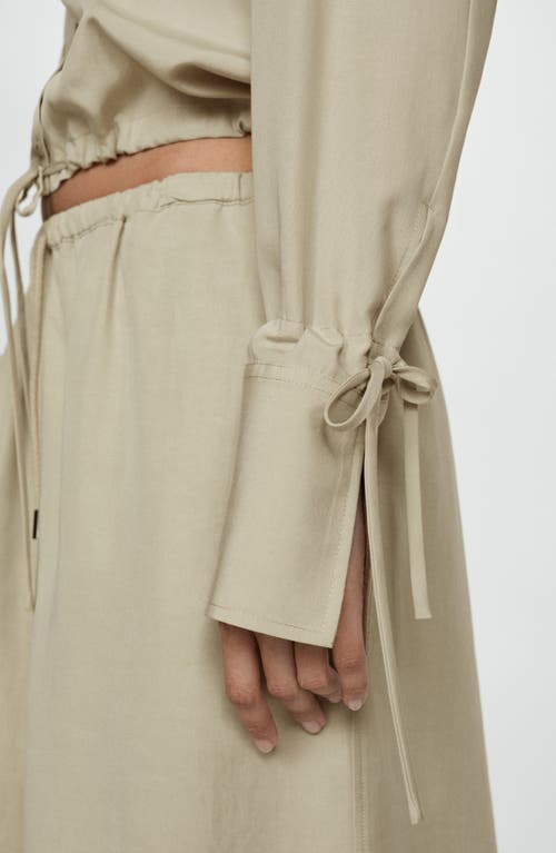 Shop Mango Drawstring Button-up Top In Green